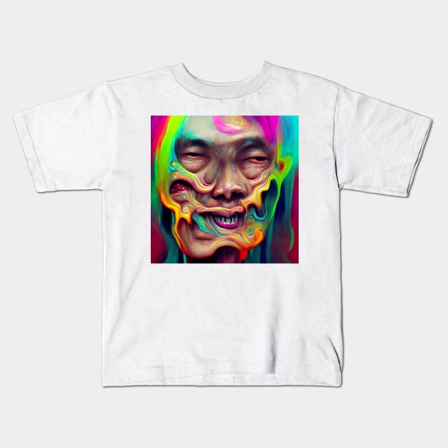 Trippy Smile Kids T-Shirt by Minelauvart